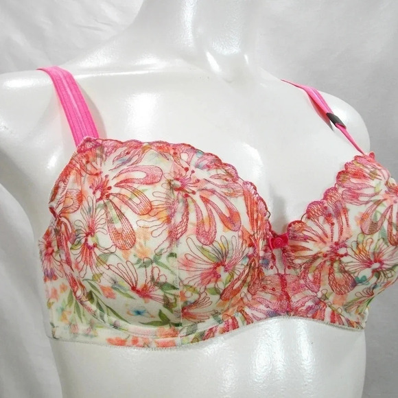 38DD Paramour 115009 Ellie Demi Unlined Sheer Lace Underwire Bra Pink NWT 💗 - Picture 2 of 11